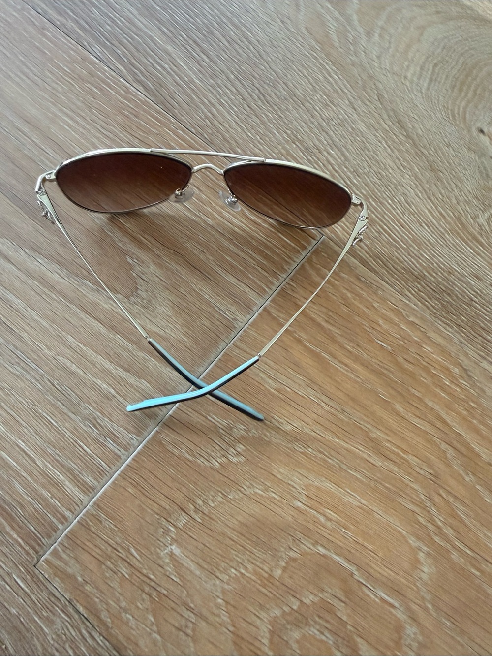 Tiffany & Co. Silver Frame Brown Lens Women's Aviator Sunglasses